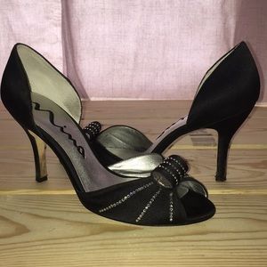 Nina black rhinestone heels